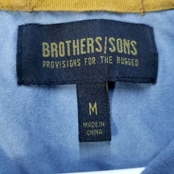 Brothers Sons Shirt Mens M Blue Button Up Long Sleeve Collared Dark Wash - Picture 2 of 9